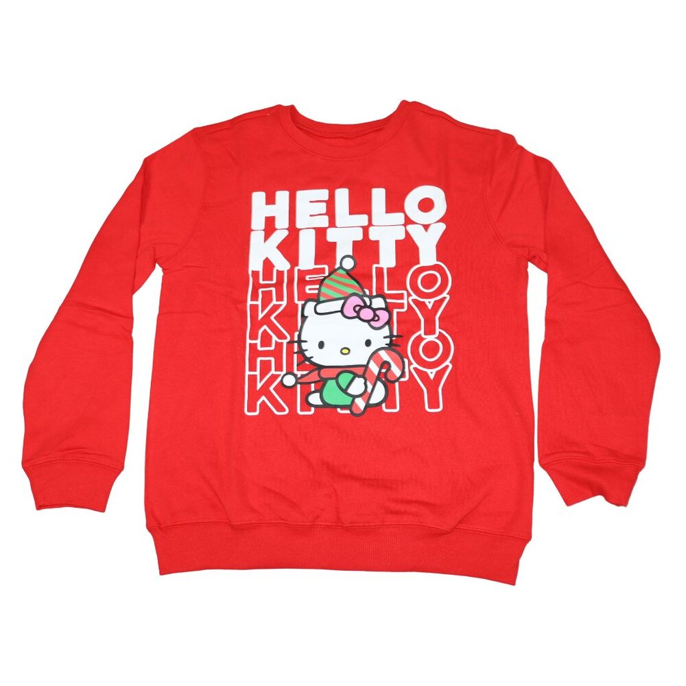 Love Tribe Hello Kitty Fleece Christmas Theme Women's Sweatshirt NWT Red